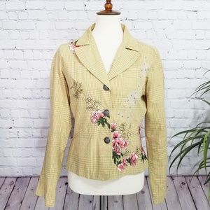 Entity Mustard Yellow Embroidered Blazer M